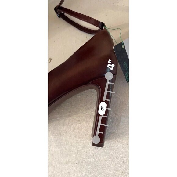 Benetton Ankle Strap Leather Burgundy Tan Block Heel EU40 US9-9.5 - Picture 7 of 7